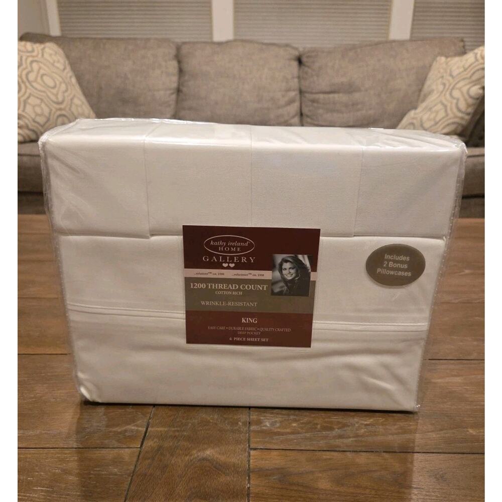 Kathy Ireland 1200 Thread Count 6 Piece Cotton Rich Sheet Set King